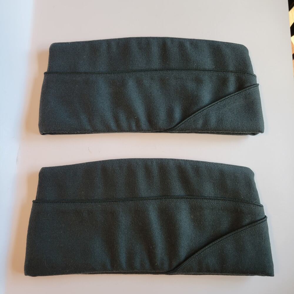 Pair of Vintage 1950s US Army Green Garrison Caps AG-44 All Wool- size 7